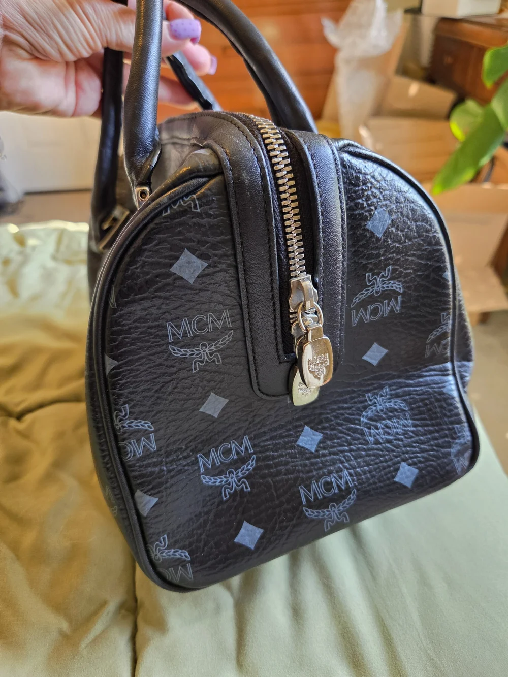 MCM Visetos Boston Bag With Matching Briefcase